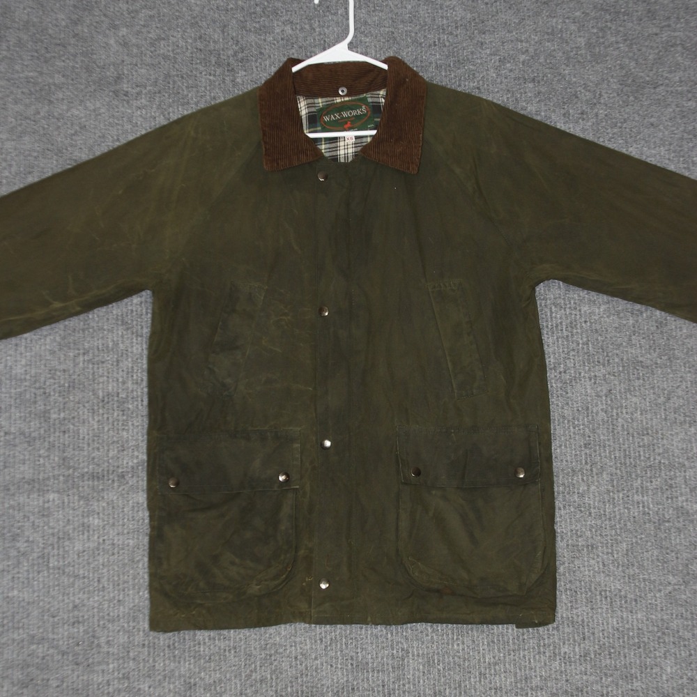WAX WORKS Jacket Mens XS Green Country‎ Wear Waxed Cotton Field Lined Utility